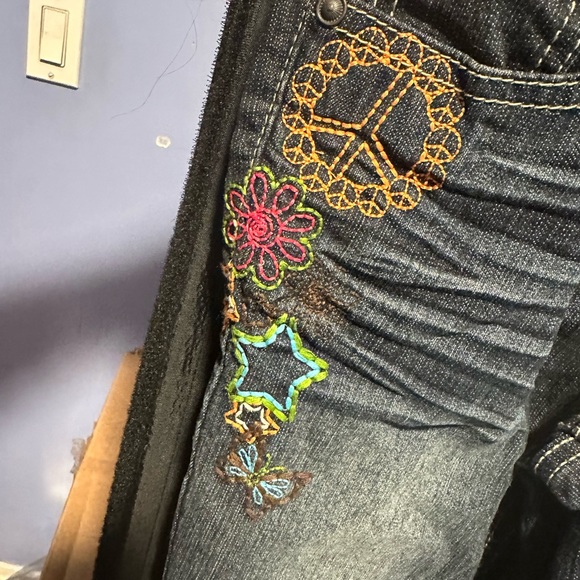 Girls size 10 embroidered embellishments peace sign butterfly stars - Picture 3 of 7